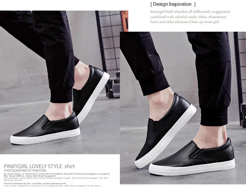 New Shoes for Men Leather Casual Shoes Spring Fashion Concise Flat Shoes 2 Colors Slip-on Loafers   (Available)