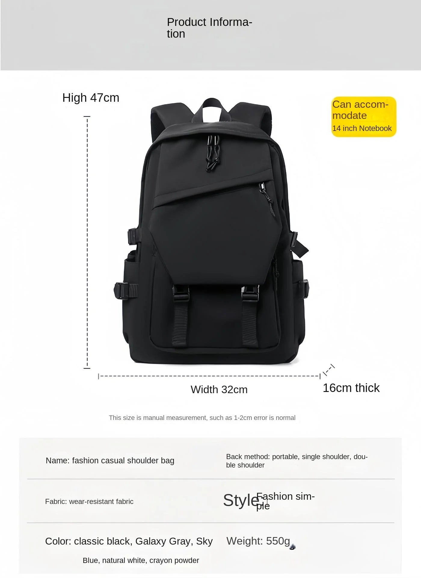 Fashionable Travel Backpack, Couple's Bag, College Student Design Trendy Backpack, Breathable Shoulder Strap, With Side Pockets