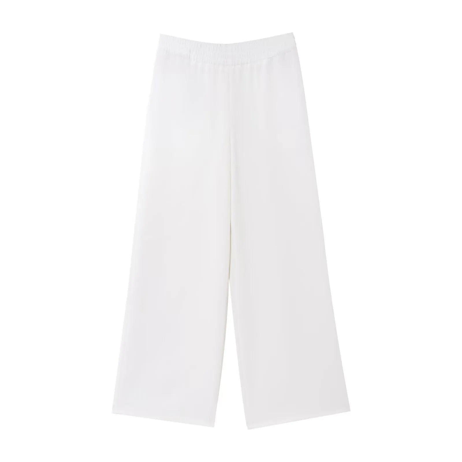 HH Women Pants Suit Solid Short Sleeve Zipper Pocket Drawstring Design Shirt Top+Elastic Waist Loose Casual Wide-leg Pants