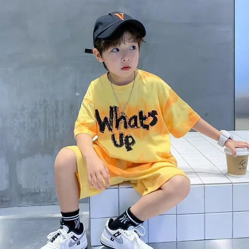 Teenage Boy Set kid clothing Suit Cotton Summer Outing Clothes Top Shorts 2PCS Clothing for Children's