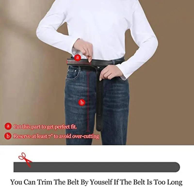 39BD Men Belt No Buckle Leather Belt Without Buckle For Men Waistband Pant Belt Leather Automatic Belt No Buckle Belt