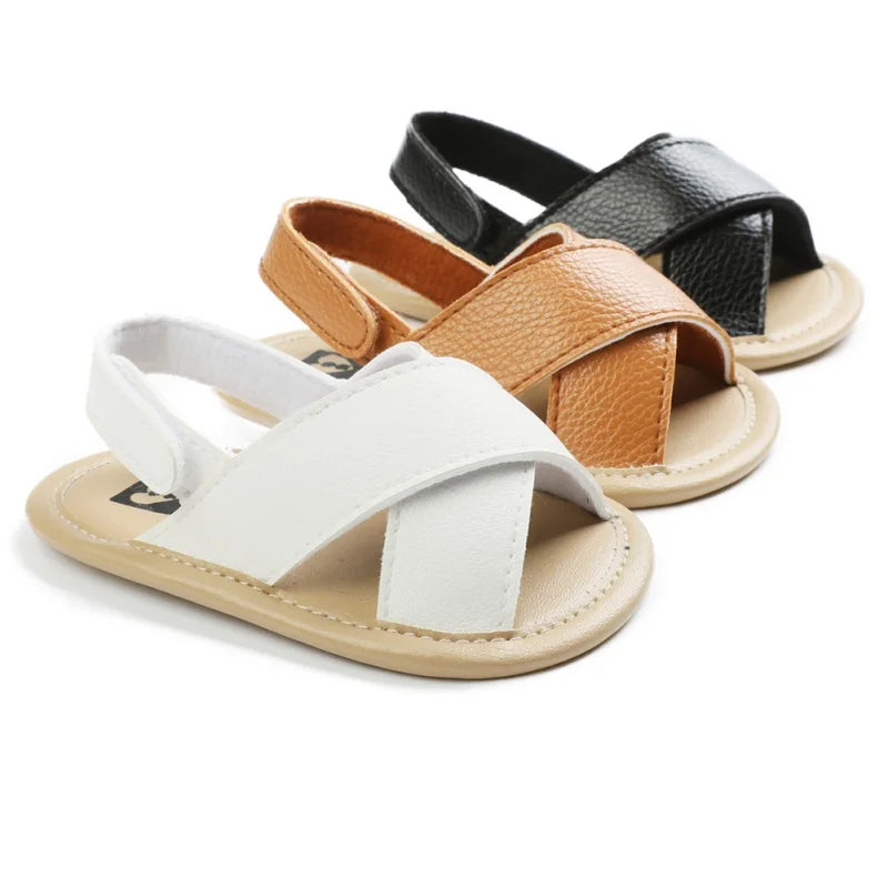Summer Baby Boys Girls Shoes PU Solid Color Anti-Slip Infant Sandals Toddler First Walkers Casual Newborn Shoes 0-18M (Available)