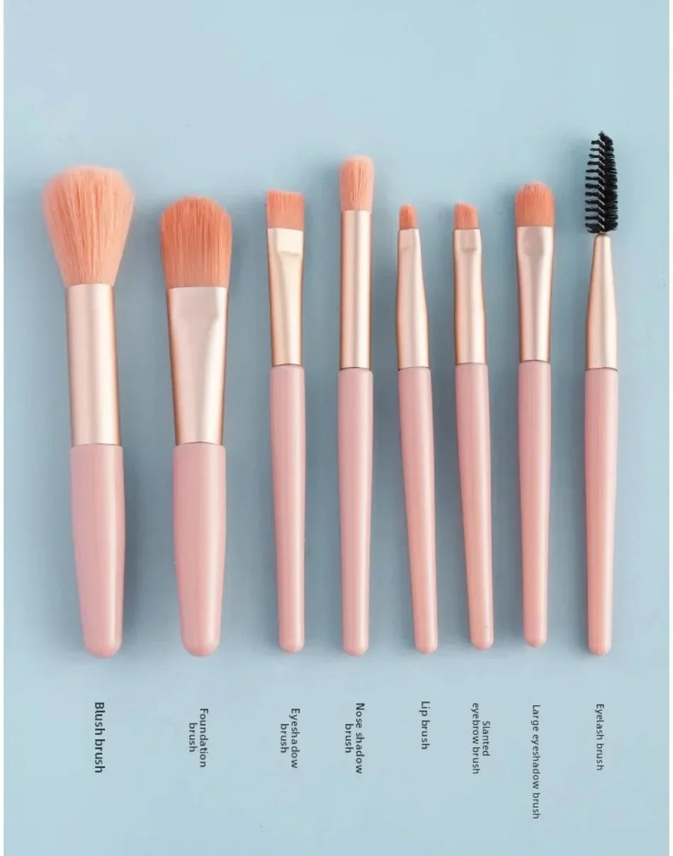 Mini Brush 8-Piece Makeup Bag Portable Concealer Powder Brush Set Soft Fur Make-up Tool Bag Foundation Brush Makeup Brush Set
