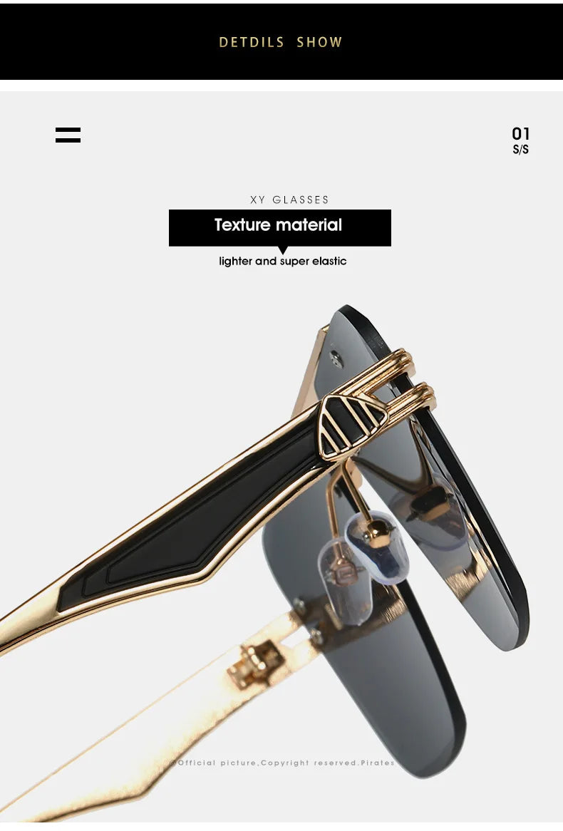 INS Popular Rimless Pilot Sunglasses Men Women Square Shades Retro Brand Female Sun Glasses Vintage Fashion Oculos De Sol UV400