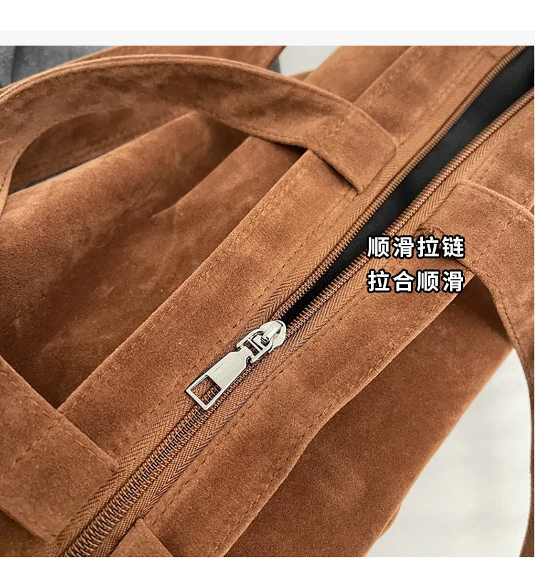 Women's Tote Bags  New Fashion Suede Vintage Large Shoulder Crossbody Bag for Woman Korean Female Student Bookbag Handbags