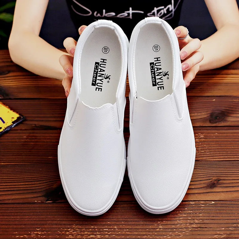 New Shoes for Men Leather Casual Shoes Spring Fashion Concise Flat Shoes 2 Colors Slip-on Loafers   (Available)