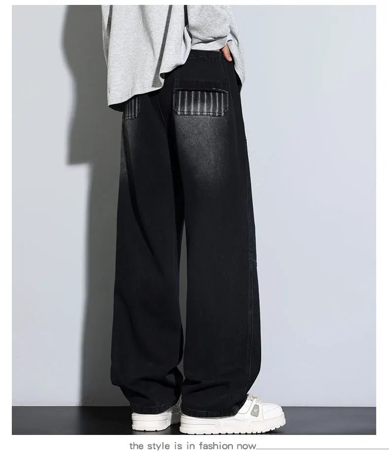 Jeans for Men Men's Casual Trousers Versatile Spring Autumn Large-sized Long Pants Fashionable Loose Straight-leg Wide-leg Pants