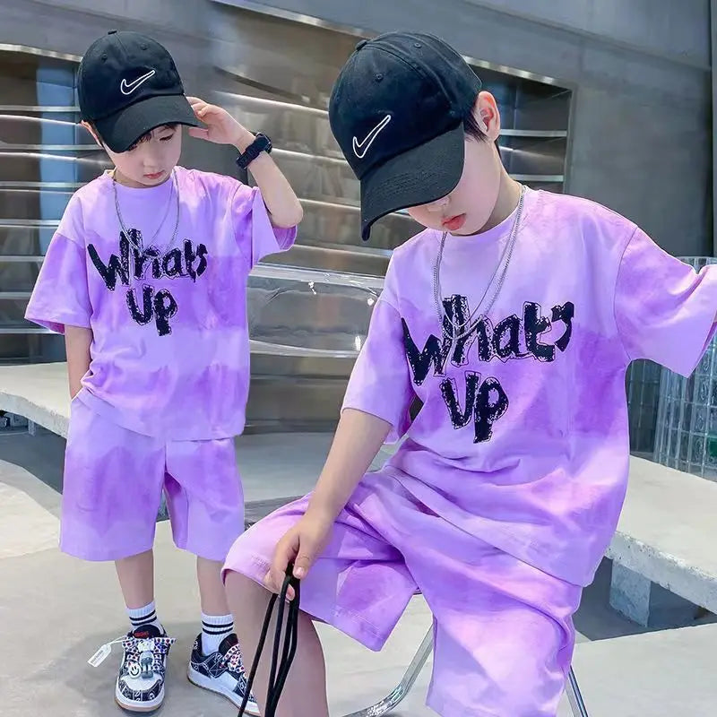 Teenage Boy Set kid clothing Suit Cotton Summer Outing Clothes Top Shorts 2PCS Clothing for Children's