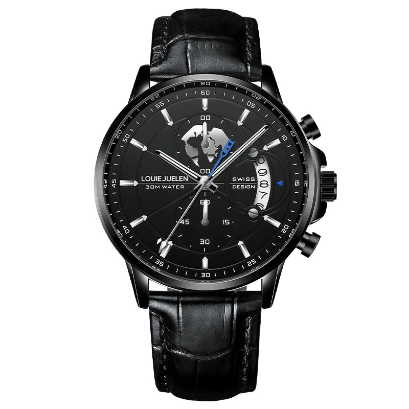 Mens Watches Waterproof Chronograph Sports Watches Men Quartz Wristwatches Brand Luxury Leather Watch For Men Casual Business