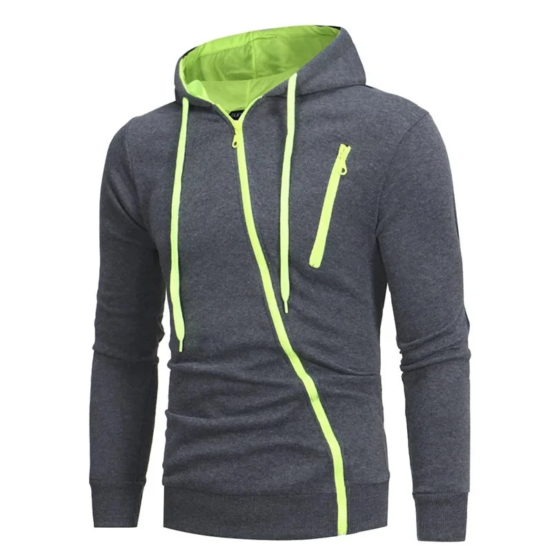 Hoodie monocromático masculino com zíper de manga cheia, moletons casuais, cardigã fino, outono, inverno, plus size, S- 4XL