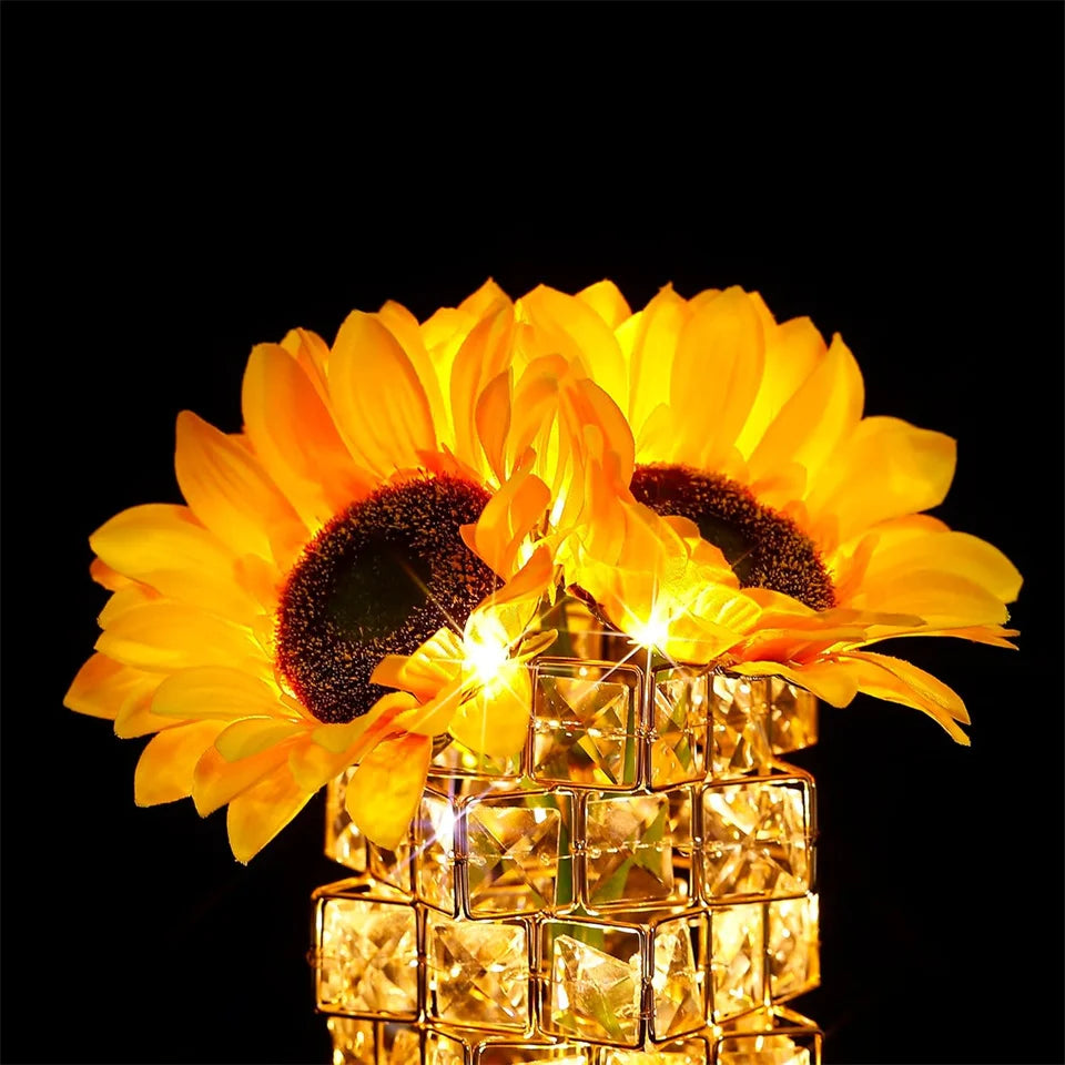 Sunflowers Flower Lamp 3 Colour Dimming Small Night Light,Cordless Table Lamp Home Office Decor Birthday Gifts for Women Mom