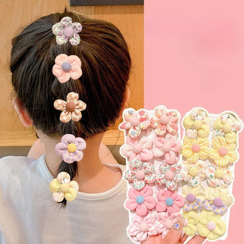 Baby Girl Cute Flower Hair Bands Kids Ponytail Holder Chilren Soft Scrunchies Elastic Rubber Girls