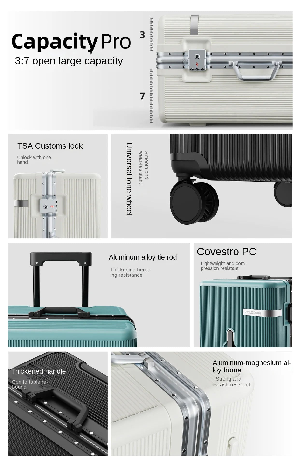 2026 New Luggage Aluminum Frame  ABS+PC 26/28 inch Large Size Travel Suitcases 20inch Cabin Bag Password Trolley Case