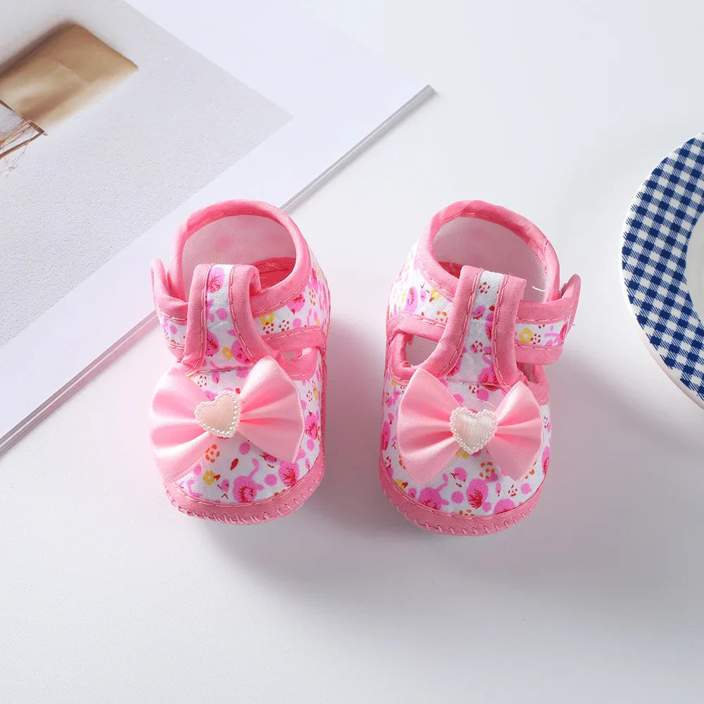 Newborn Baby Boy Girls Shoes Spring Autumn Lovely Floral Embroidery Anti-Slip Sneaker Crib Shoes Soft Cotton Cute First Walkers