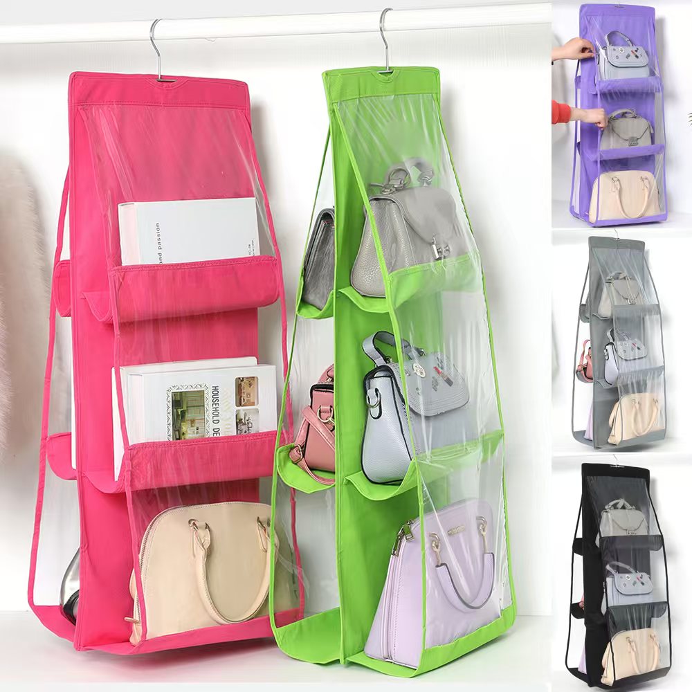 6 pocket dust-proof transparent hanging handbag organizer (Available)