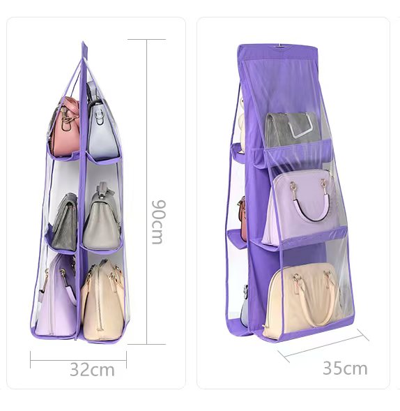 6 pocket dust-proof transparent hanging handbag organizer (Available)