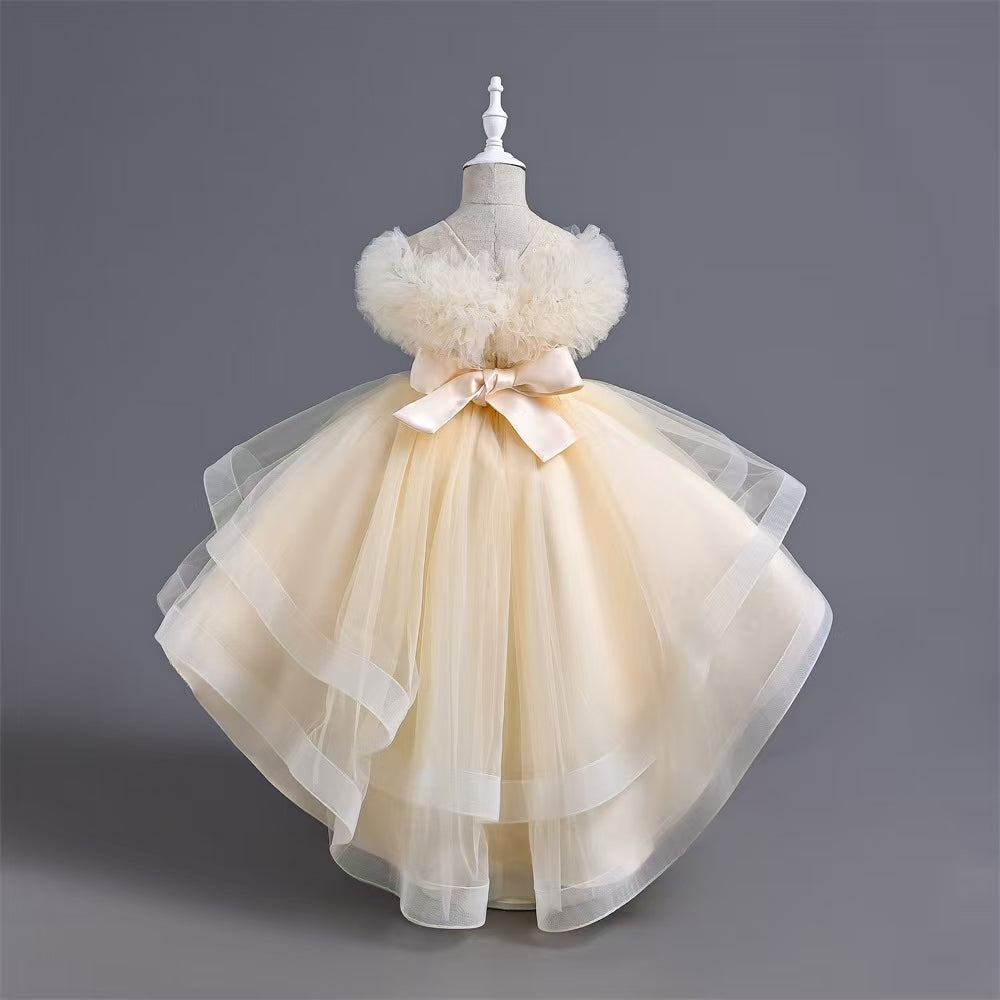 Children Summer Short Sleeve Girl Fairy Birthday Flower Dress