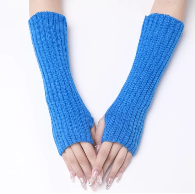 Winter Mitten Arm Warmers Knit Crochet Long Sleeve Fingerless Mittens Half Finger Acrylic Mittens   (Available)