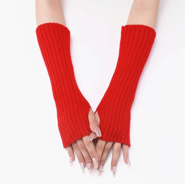 Winter Mitten Arm Warmers Knit Crochet Long Sleeve Fingerless Mittens Half Finger Acrylic Mittens   (Available)