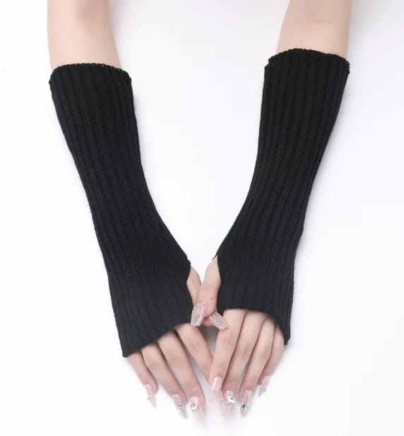 Winter Mitten Arm Warmers Knit Crochet Long Sleeve Fingerless Mittens Half Finger Acrylic Mittens   (Available)