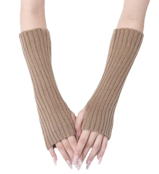 Winter Mitten Arm Warmers Knit Crochet Long Sleeve Fingerless Mittens Half Finger Acrylic Mittens   (Available)