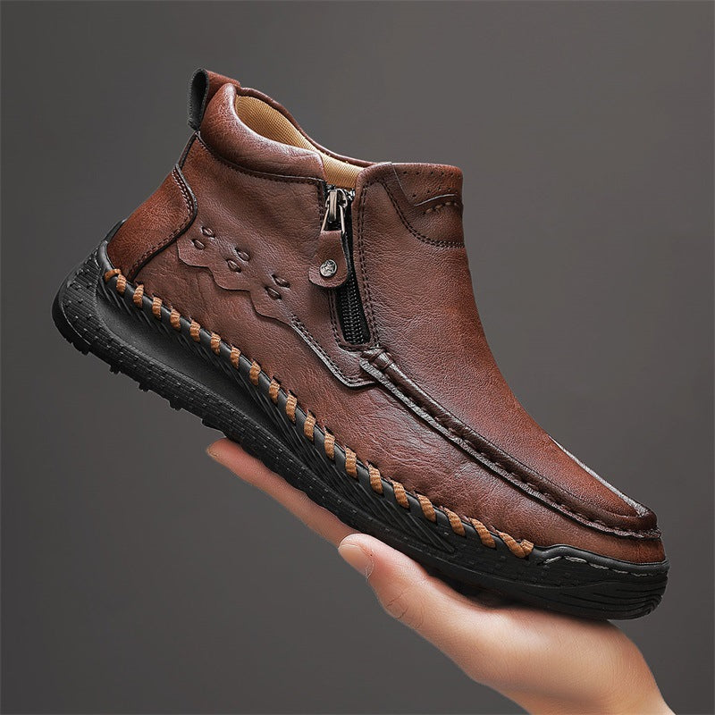 Men's Large-size Casual Hand-sewn Retro Work Boots