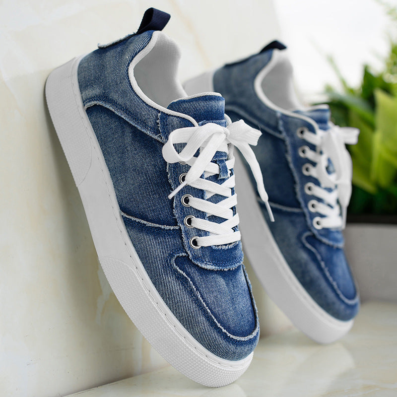Casual Versatile Canvas Shoes Denim Trendy Stitching   (Available)