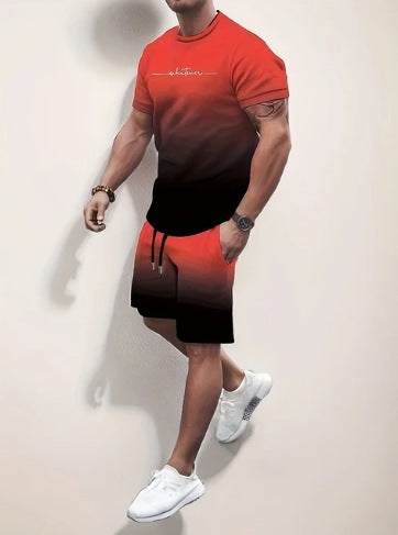 Summer Fashion Trend 3D Digital Printing Men's Short Sleeve Shorts Suit (  (Available)