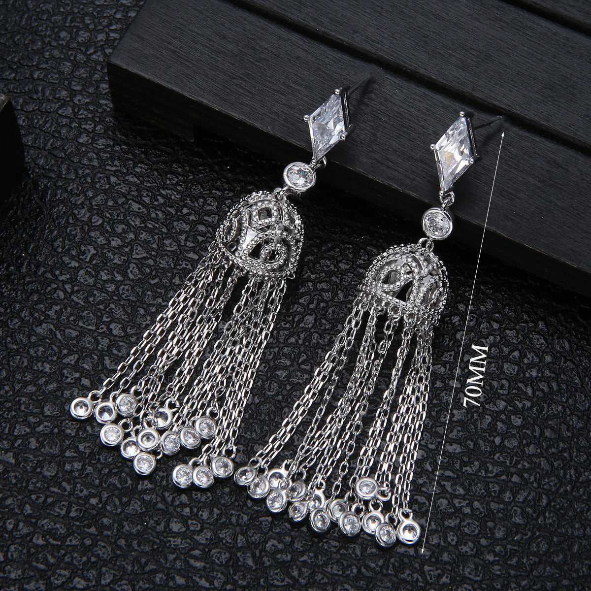 Hollow Earrings Geometric Diamond Necklace Set