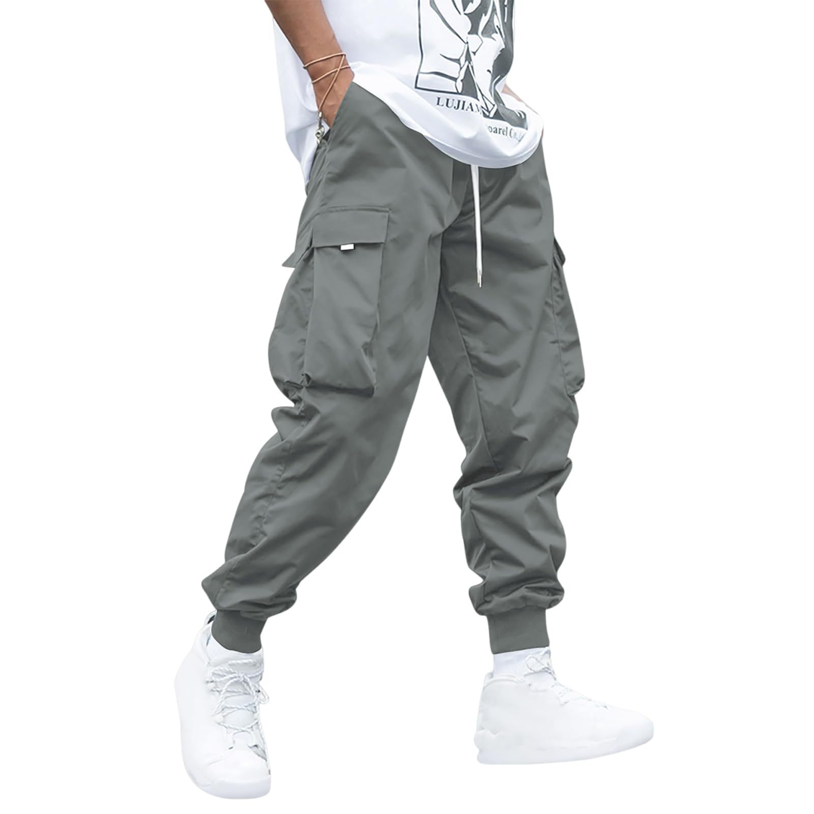 Multi-pocket Cargo Pants Men's Casual Hip-Hop Drawstring Trousers Outdoor Streetwear Sports Pant (Available)