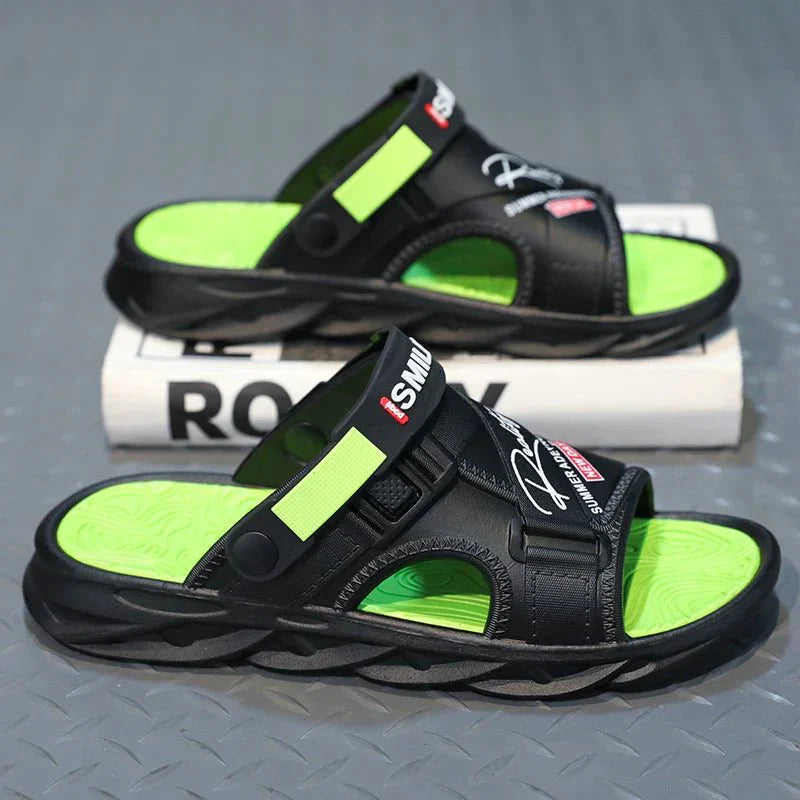 Bathroom Slippers Thick Bottom Indoor and Outdoor Wear-resistant Ventilate Soft and Comfortable Non-slip Shoes for Men Fashiom - Mom & Kids