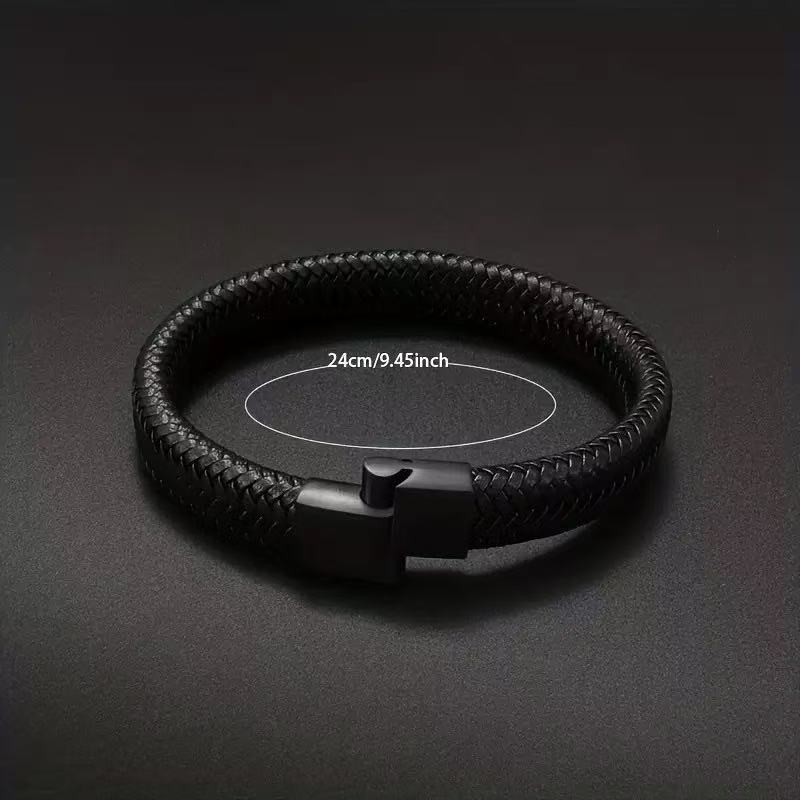 Men's Leather Magnetic Buckle Bracelet (Available)