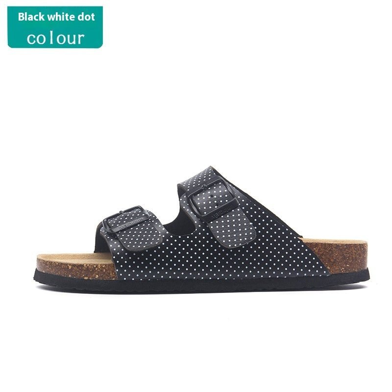 Buckle Flat Cork Slippers Summer Same Beach Buckle Sandals - Mom & Kids