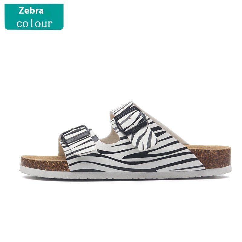 Buckle Flat Cork Slippers Summer Same Beach Buckle Sandals - Mom & Kids