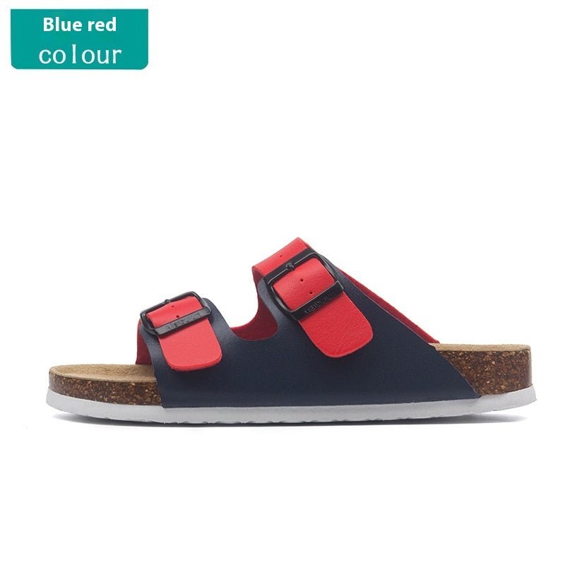 Buckle Flat Cork Slippers Summer Same Beach Buckle Sandals - Mom & Kids