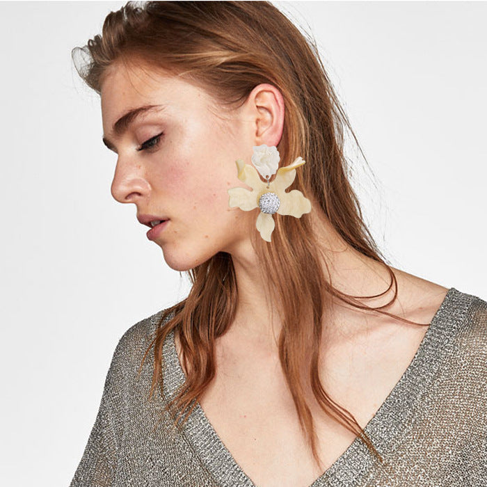 Big Flower Earrings Earrings Temperament Trendy Women All-match Super Fairy Ear Jewelry