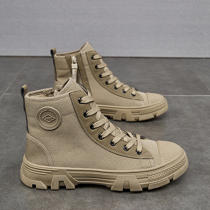 Breathable Men's High-top Non-slip Wear-resistant Side Zipper Protective Shoes