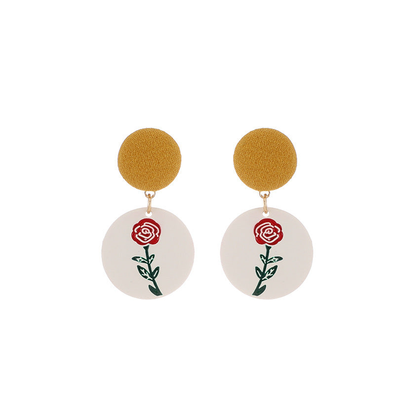 Baroque  Style Purple Stone Rose Stud Earrings