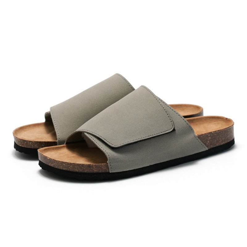 Cork Slippers Male Leather Version Platform Slippers Retro Slip-on Lazy Shoes - Mom & Kids