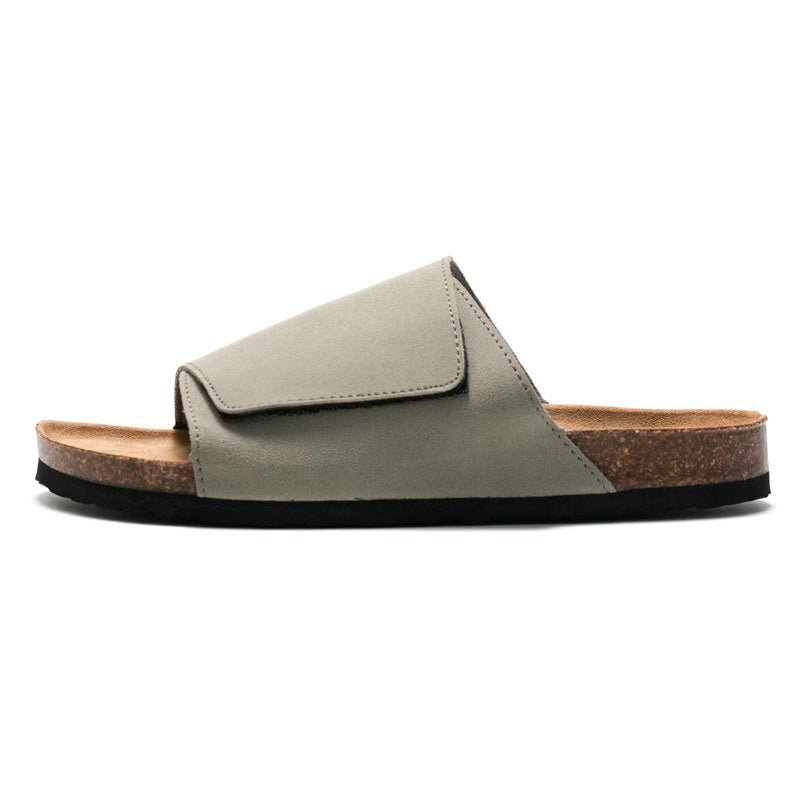 Cork Slippers Male Leather Version Platform Slippers Retro Slip-on Lazy Shoes - Mom & Kids