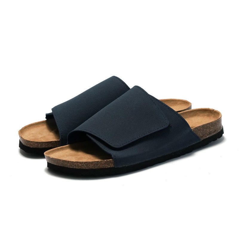 Cork Slippers Male Leather Version Platform Slippers Retro Slip-on Lazy Shoes - Mom & Kids
