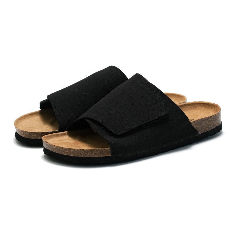 Cork Slippers Male Leather Version Platform Slippers Retro Slip-on Lazy Shoes - Mom & Kids