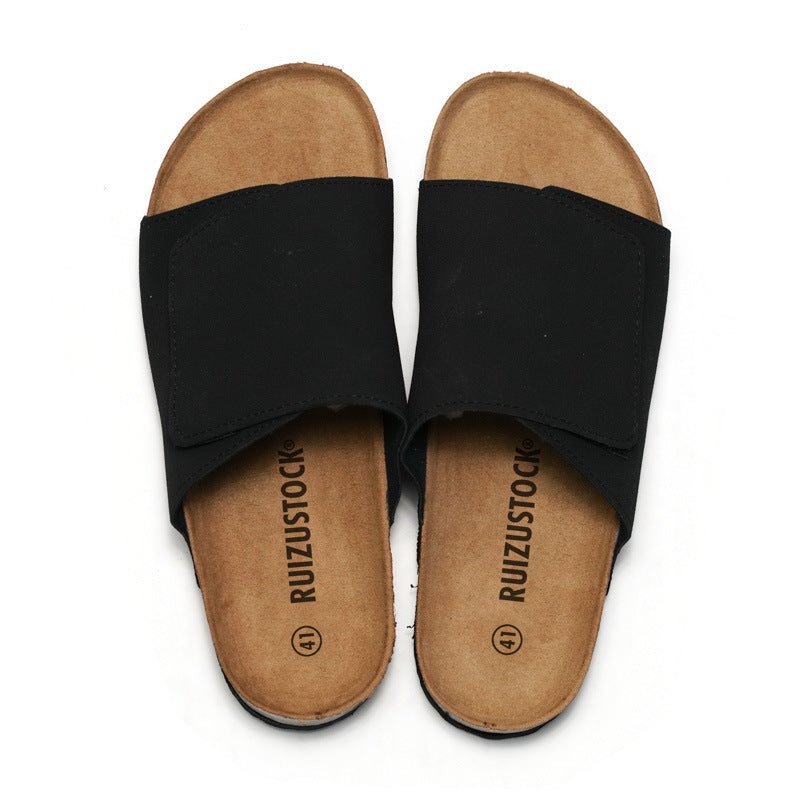 Cork Slippers Male Leather Version Platform Slippers Retro Slip-on Lazy Shoes - Mom & Kids