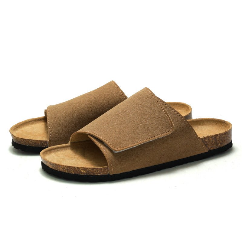 Cork Slippers Male Leather Version Platform Slippers Retro Slip-on Lazy Shoes - Mom & Kids