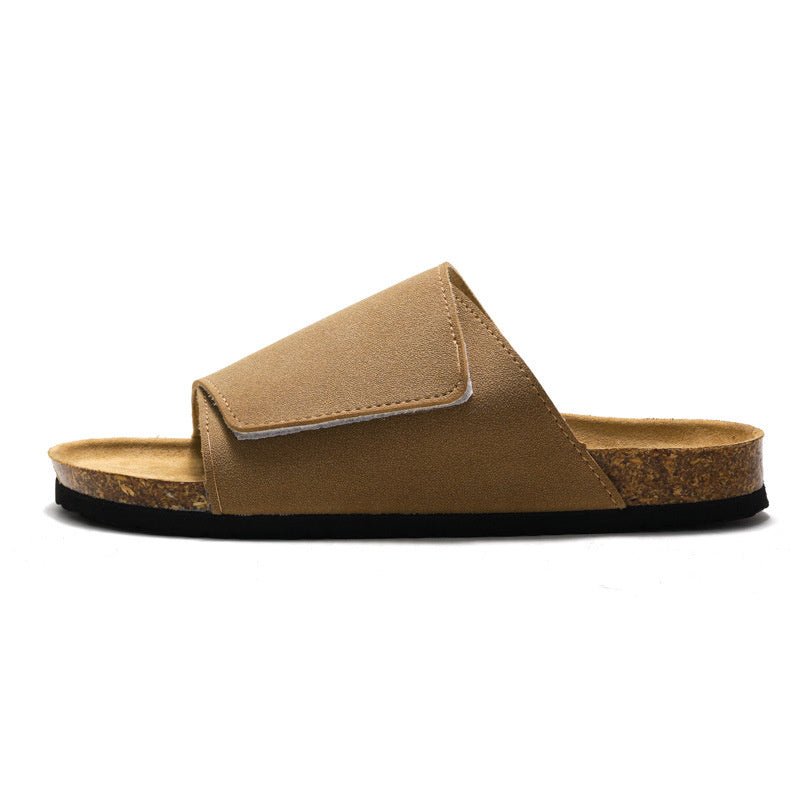 Cork Slippers Male Leather Version Platform Slippers Retro Slip-on Lazy Shoes - Mom & Kids