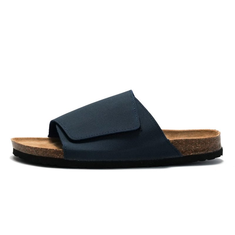 Cork Slippers Male Leather Version Platform Slippers Retro Slip-on Lazy Shoes - Mom & Kids