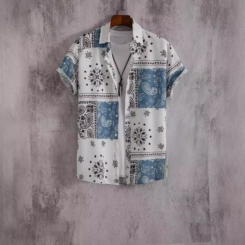 Fashion Men's Art Printed Short Sleeve Shirt   (Available)