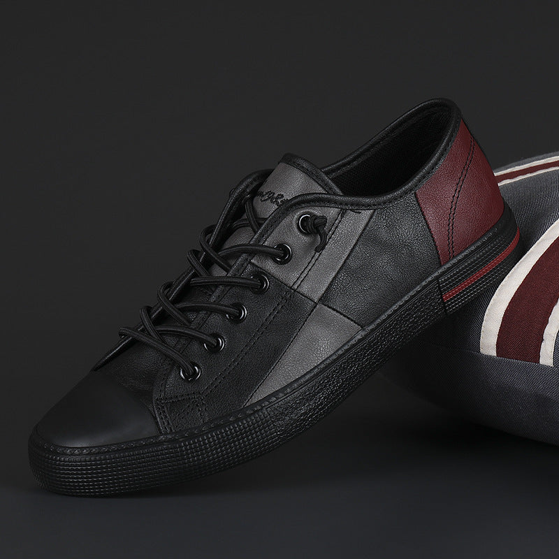 Men's New Fashionable All-match Color Matching Color Contrast Leather Shoes With Rubber Sole (Available)
