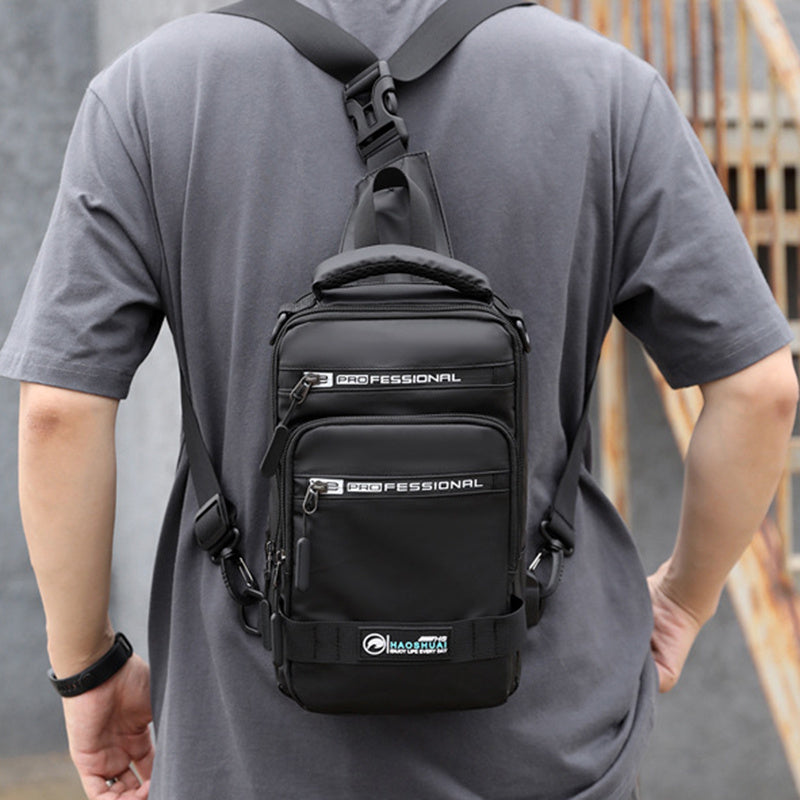 Multifunction Bags For Men Nylon Backpack Crossbody Shoulder Bag With USB Charging Port Chest Bags Pack   (Available)