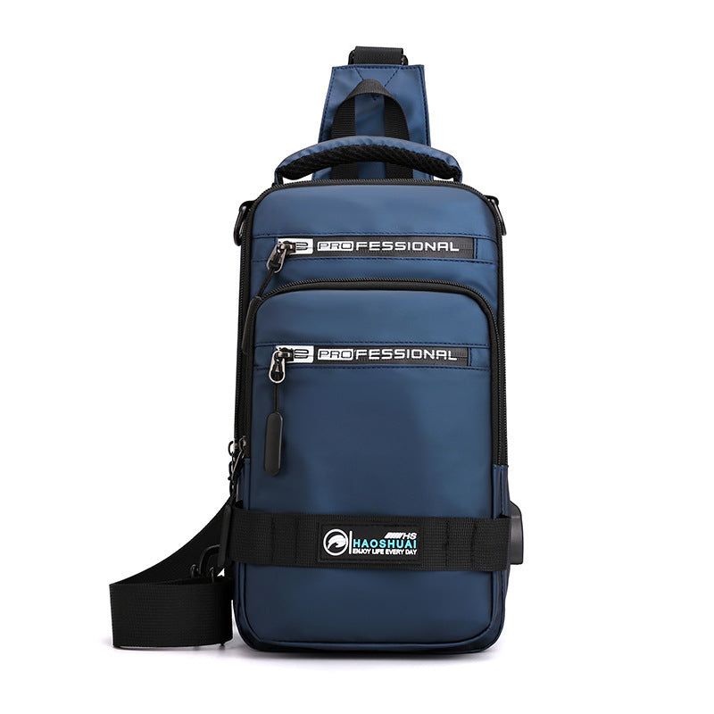 Multifunction Bags For Men Nylon Backpack Crossbody Shoulder Bag With USB Charging Port Chest Bags Pack (Available)